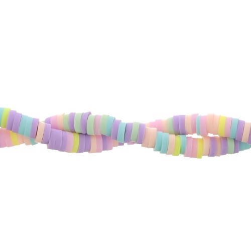 Cuentas arandalas Heishi 4x1mm - Multicolor pastel - violeta x39cm