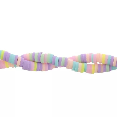 Cuentas arandalas Heishi 4x1mm - Multicolor pastel - violeta x39cm