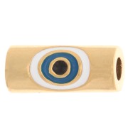 Cuenta tubular en forma de ojo en resina epoxi 11x4,5mm - Dorado - Blanco - Azul x1|raw }}