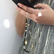 Cuenta tubular en forma de ojo en resina epoxi 11x4,5mm - Dorado - Blanco - Azul x1