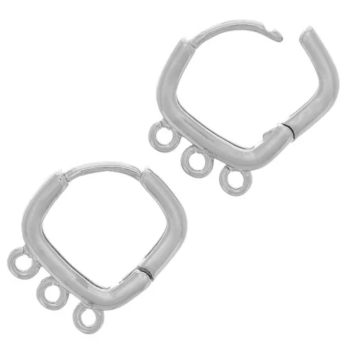 Rombos Dormeuses 3 anillos para decorar en latón 16 mm - Rodio x2