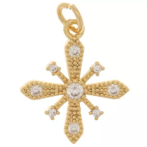Colgante cruz con óxido de zirconio 18x16 mm - Oro - Cristal x1