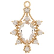 Colgante de gota de vidrio con óxido de zirconio 24x16 mm - Oro - Cristal x1