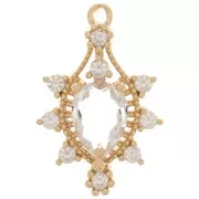 Colgante de gota de vidrio con óxido de zirconio 24x16 mm - Oro - Cristal x1