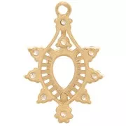 Colgante de gota de vidrio con óxido de zirconio 24x16 mm - Oro - Cristal x1