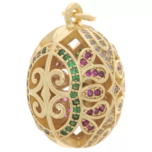 Colgante Huevo de Filigrana con óxido de zirconio 25x17 mm - Oro - Multicolor x1