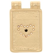 Placa colgante motivo corazón con óxido de zirconio 20x13 mm - Oro - Cristal x1