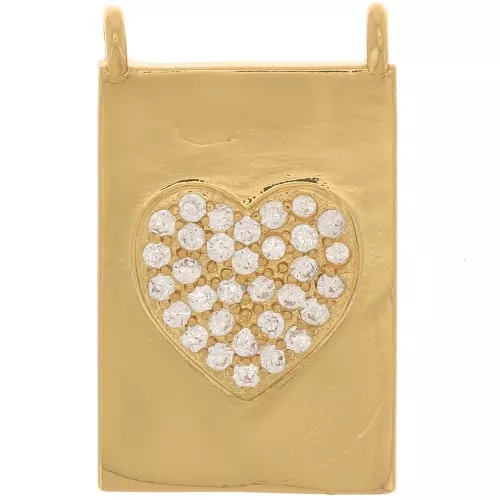 Colgante placa - motivo corazón - con óxido de zirconio 21x13 mm - Oro - Cristal x1