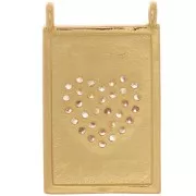 Colgante placa - motivo corazón - con óxido de zirconio 21x13 mm - Oro - Cristal x1