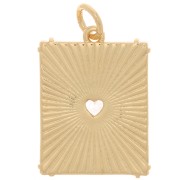 Placa colgante con motivo de corazón con óxido de zirconio 20x15 mm - Oro - Cristal x1