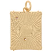 Colgante placa ojo protector con óxido de zirconio 21x15 mm - Oro - Cristal x1