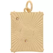 Colgante placa ojo protector con óxido de zirconio 21x15 mm - Oro - Cristal x1