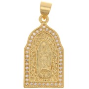 Colgante religioso - motivo Virgen - con óxido de zirconio 24x13 mm - Oro - Cristal x1|raw }}