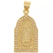 Colgante religioso - motivo Virgen - con óxido de zirconio 24x13 mm - Oro - Cristal x1