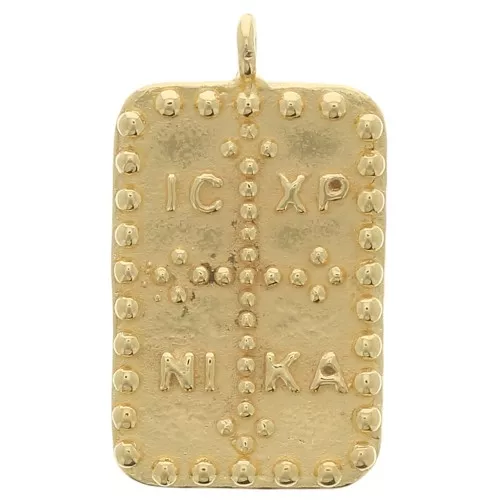 Placa colgante - Cruz de la Bendición 34x19 mm - Dorada con oro fino x1