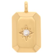 Charm Rectángulo - Estrella del Norte con Circón 15x9 mm - Oro - Cristal x1|raw }}