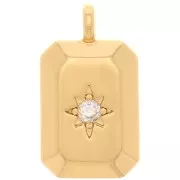 Charm Rectángulo - Estrella del Norte con Circón 15x9 mm - Oro - Cristal x1
