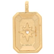 Charm Rectángulo - Estrella del Norte con Circón 15x9 mm - Oro - Cristal x1