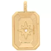 Charm Rectángulo - Estrella del Norte con Circón 15x9 mm - Oro - Cristal x1