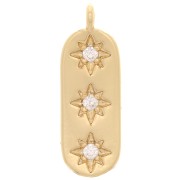 Charm rectángulo - Estrella del Norte con óxido de zirconio 17x6 mm - Oro - Cristal x1|raw }}