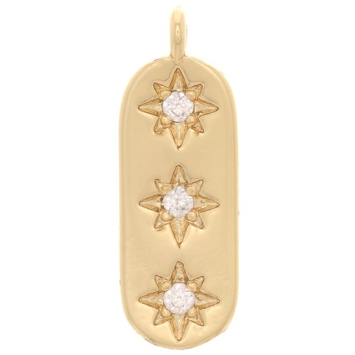 Charm rectángulo - Estrella del Norte con óxido de zirconio 17x6 mm - Oro - Cristal x1
