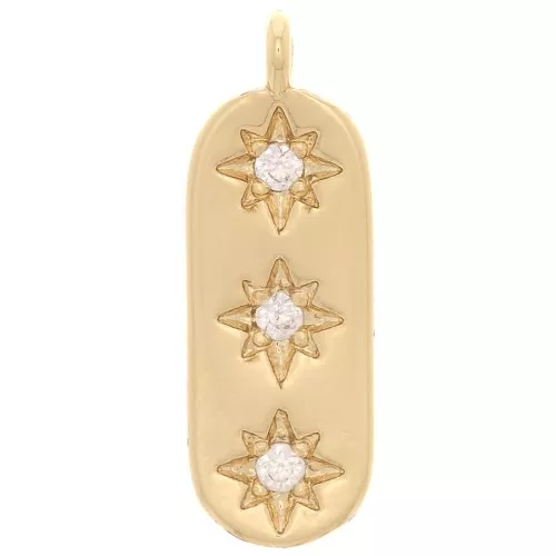 Charm rectángulo - Estrella del Norte con óxido de zirconio 17x6 mm - Oro - Cristal x1