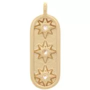 Charm rectángulo - Estrella del Norte con óxido de zirconio 17x6 mm - Oro - Cristal x1