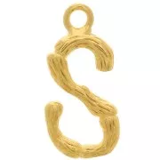 Colgante Letra del alfabeto efecto bambú 16x8 mm - S - Chapado en oro x1