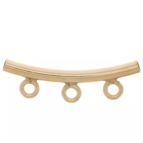 Tubo con 3 enganches dije 20x6 mm para cordón de 1,5 mm - Gold Filled x1