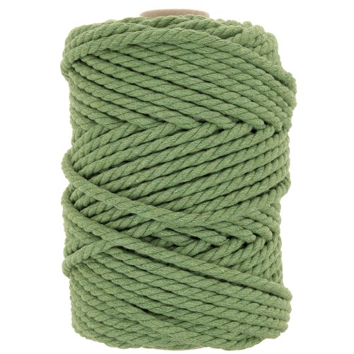 Bobina de cordón de algodón para macramé de 5 mm - Verde eucalipto x50m
