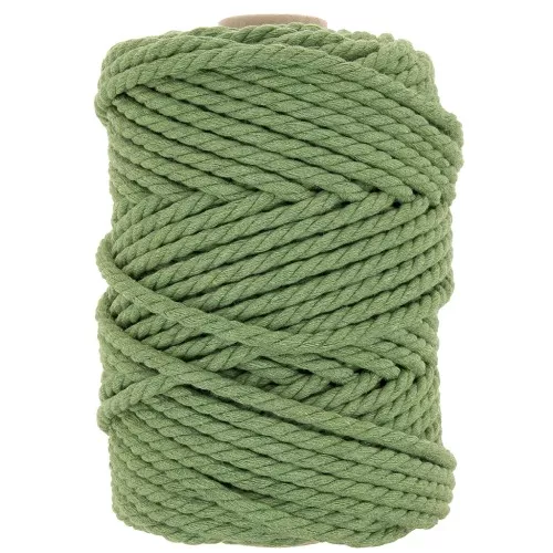 Bobina de cordón de algodón para macramé de 5 mm - Verde eucalipto x50m