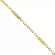 Cadena Forçat con tubos 1.2 mm - Plata 925 Dorada x50cm