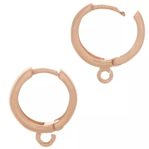 Dormeuses créoles con anillo abierto 13 mm - Plata 925 Oro Rosa x2