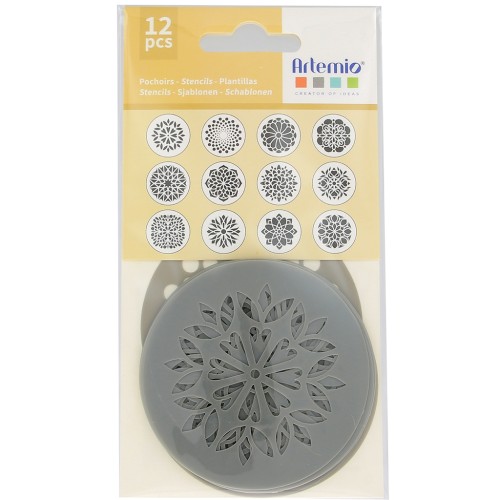 Plantilla de plástico - estampado Mandala 7 cm - Gris x12