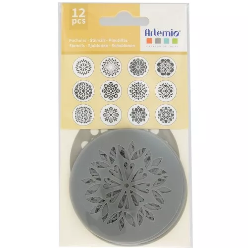 Plantilla de plástico - estampado Mandala 7 cm - Gris x12