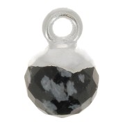 Charm bola facetada 6mm piedra preciosa - Plata 925 - Obsidiana moteada x1|raw }}