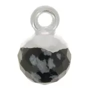 Charm bola facetada 6mm piedra preciosa - Plata 925 - Obsidiana moteada x1