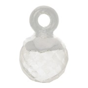 Charm de bola facetada 6 mm - Piedra preciosa - Plata 925 - Cristal de roca x1