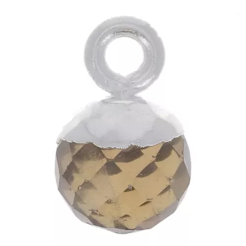 Charm de bola facetada de 6 mm - Piedra preciosa - Plata de ley 925 - Cuarzo ahumado x1