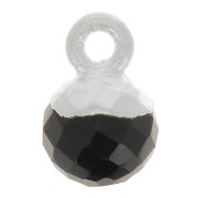 Charm bola facetada 6 mm - piedra preciosa - Plata 925 - Onix negro x1|raw }}
