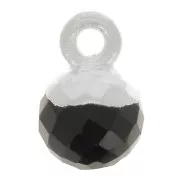 Charm bola facetada 6 mm - piedra preciosa - Plata 925 - Onix negro x1