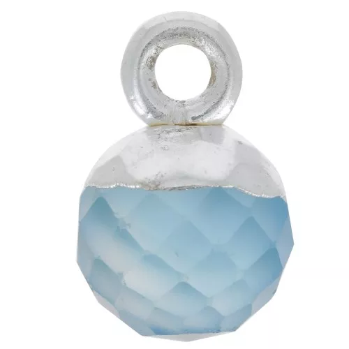 Charm de bola facetada de 6 mm - gema de color - Plata de ley 925 - Ónix azul x1