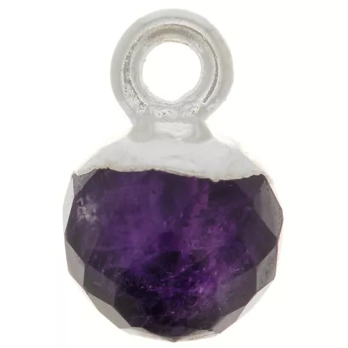 Bola facetada 6 mm - Piedra preciosa - Plata 925 - Amatista x1