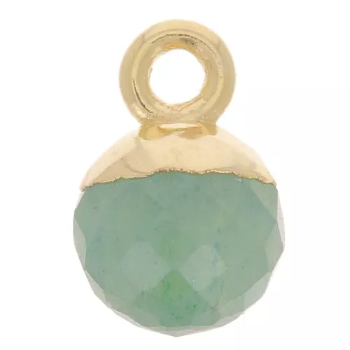 Charm bola facetada 6 mm - Plata 925 Dorada con oro fino - Aventurina x1
