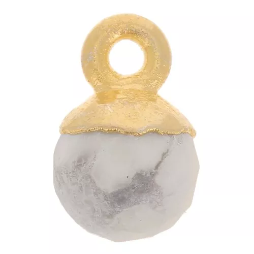 Charm de bola facetada de 6 mm - Plata de ley dorada 925 - Howlita x1