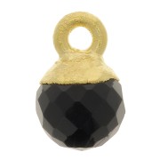 Charm de bola facetada de 6 mm - Plata de ley dorada 925 - Ónix negro x1|raw }}