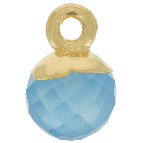 Charm de bola facetada de 6 mm - Plata de ley dorada 925 - Ónix azul x1