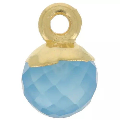 Charm de bola facetada de 6 mm - Plata de ley dorada 925 - Ónix azul x1