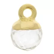 Charm de bola facetada de 6 mm - Plata de Ley Dorada 925 - Cristal de Roca x1