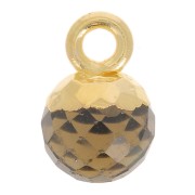 Charm de bola facetada de 6 mm - Plata de ley dorada 925 - Cuarzo ahumado x1